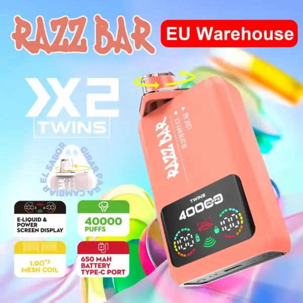 Razz Bar 40000 Puffs Wegwerp Vape 2 in 1 Smaken 40K Oplaadbaar Gratis Smaak EU Magazijn