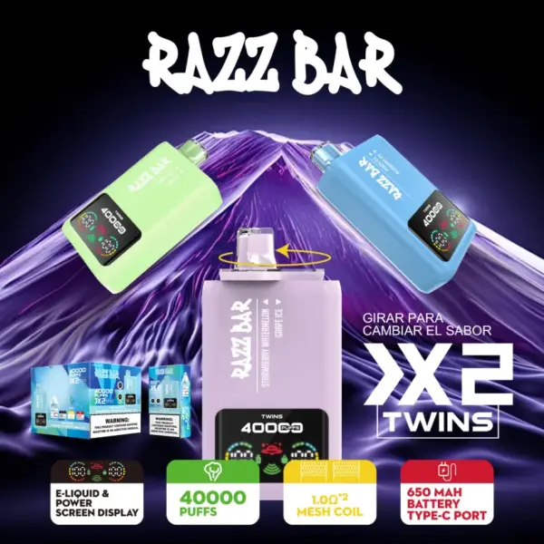 Razz Bar 40000 Puffs Wegwerp Vape 2 in 1 Smaken 40K Oplaadbaar Gratis Smaak EU Magazijn