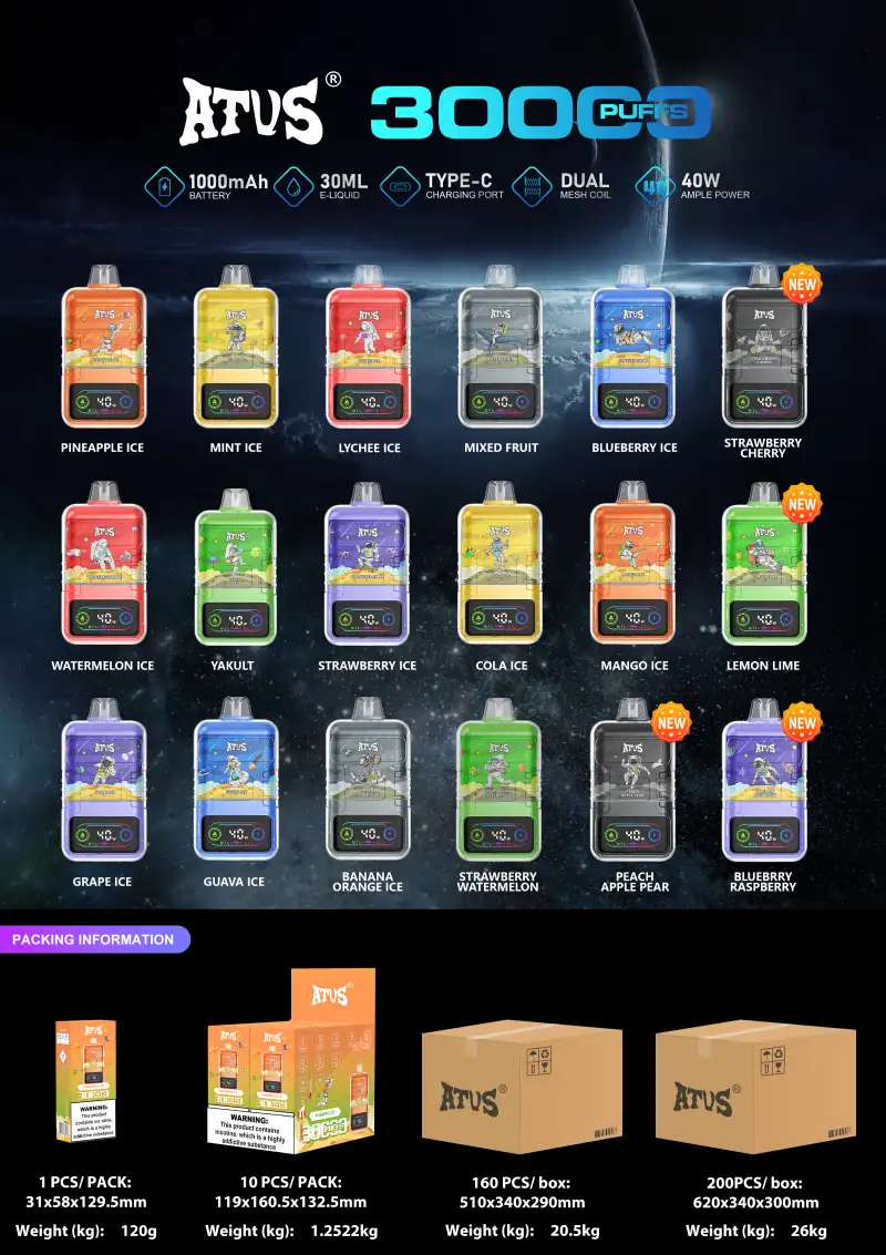 ATVS 30K Puffs 30000 Beste Wegwerp Vape Groothandel Gratis Verzending