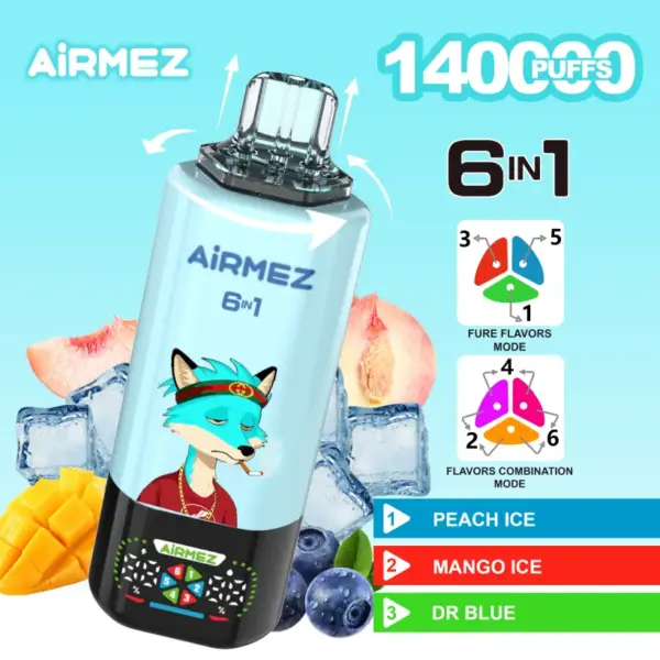 Airmez 140K Puffs Wegwerp Vape 6-in-1 Groothandel 3-7 Werkdagen Verzending EU Magazijn