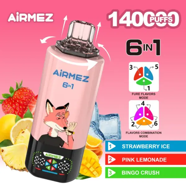 Airmez 140K Puffs Wegwerp Vape 6-in-1 Groothandel 3-7 Werkdagen Verzending EU Magazijn