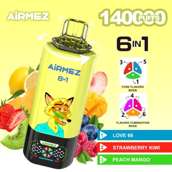 Airmez 140K Puffs Wegwerp Vape 6-in-1 Groothandel 3-7 Werkdagen Verzending EU Magazijn