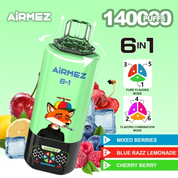 Airmez 140K Puffs Wegwerp Vape 6-in-1 Groothandel 3-7 Werkdagen Verzending EU Magazijn