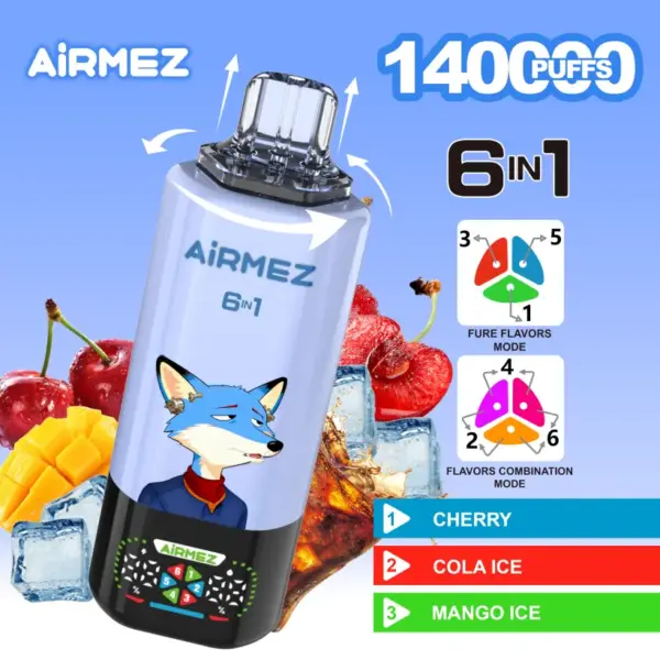 Airmez 140K Puffs Wegwerp Vape 6-in-1 Groothandel 3-7 Werkdagen Verzending EU Magazijn