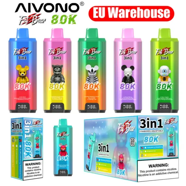 Aivono 80k Trekjes 3-in-1 Wegwerp Vape 80000 Levering in 3-7 Werkdagen EU Magazijn