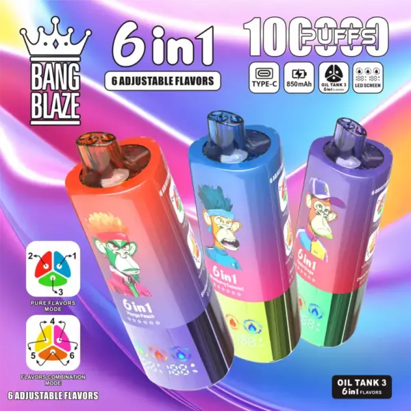 Bang Blaze 100K Puffs 100000 Wegwerp Vape 6 In 1 Gratis Verzending EU Magazijn