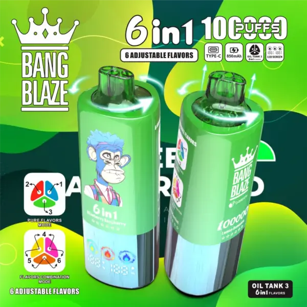 Bang Blaze 100K Puffs 100000 Wegwerp Vape 6 In 1 Gratis Verzending EU Magazijn