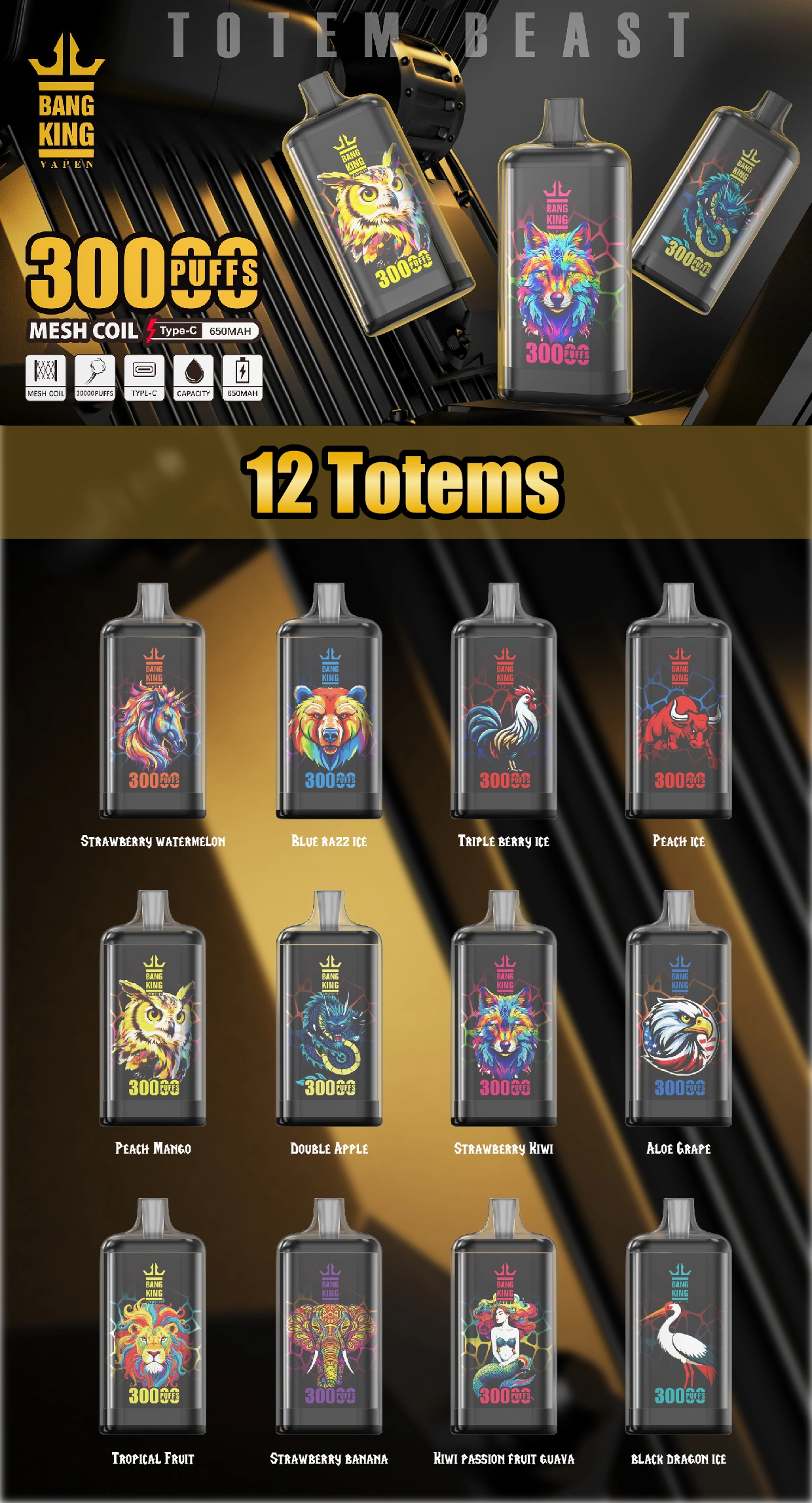 EU Puff Bang King 30000 puffs 30k Crystal wegwerp vape levering binnen 3–7 werkdagen