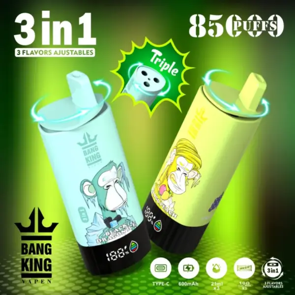 Bang King 85k Puffs 3-in-1 Beste Wegwerp Vape Fabriek Gratis Verzending EU Magazijn