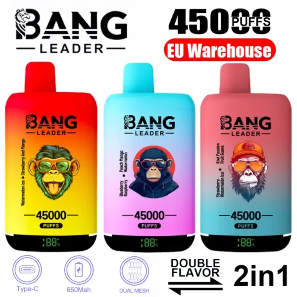 EU Puff Bang Leader 45k Trekjes 2-in-1 Dubbele Smaken Wegwerp Vape Snelle Levering