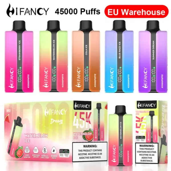 EU Vape Hifancy 45000 Puffs 45K Wegwerp Vape Gratis Verzending Groothandel 10 Smaken