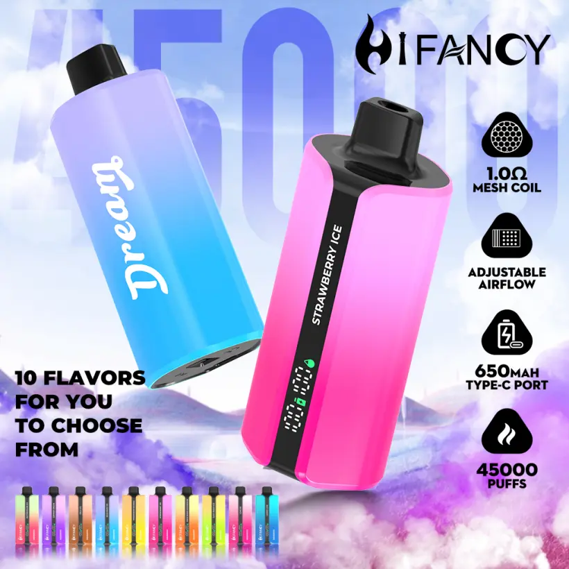 EU Vape Hifancy 45000 Puffs 45K Wegwerp Vape Gratis Verzending Groothandel 10 Smaken