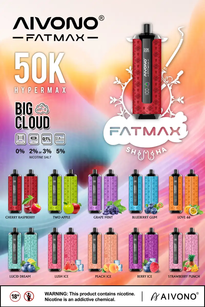 EU Magazijn Aivono Fatmax 50k Puffs 50000 Shisha Wegwerp Vape Grote Wolk