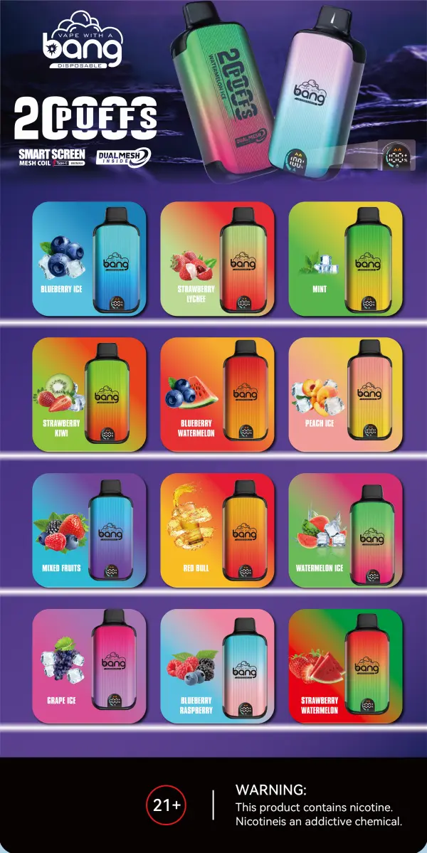 EU-magazijn Bang 20000 trekjes 20k wegwerp vape met levering binnen 3–7 werkdagen