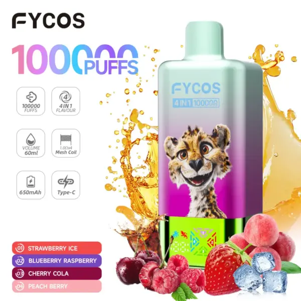 Fycos 100k Puffs 4 in 1 Beste Wegwerp Vape Gratis Verzending 3–7 Werkdagen EU Magazijn