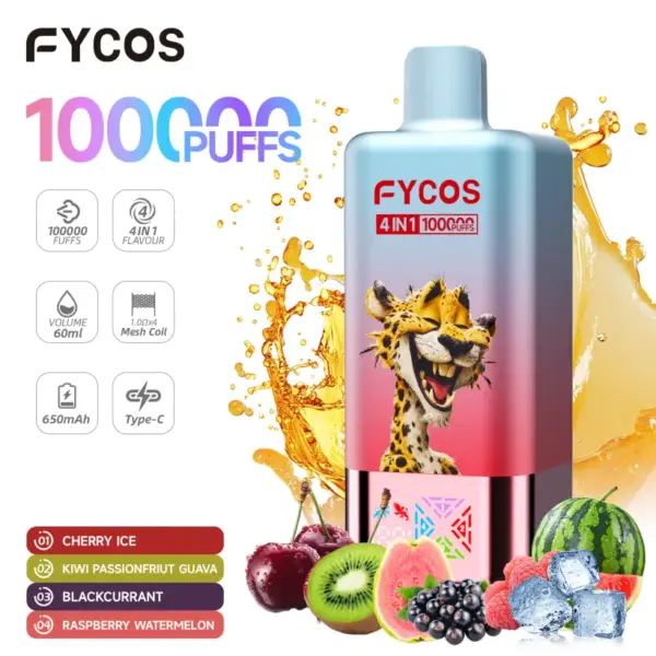 Fycos 100k Puffs 4 in 1 Beste Wegwerp Vape Gratis Verzending 3–7 Werkdagen EU Magazijn