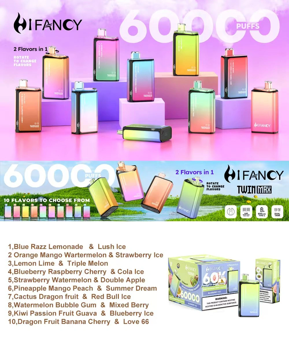 Hifancy 60000 Puffs Wegwerp Vape 2-in-1 Twin Max Gratis Verzending EU Magazijn