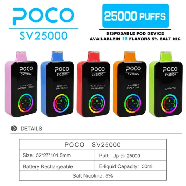 POCO SV 25000 Puffs Wegwerp Vape Groothandel Gratis Verzending EU Magazijn