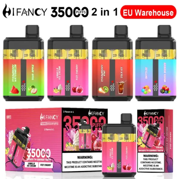 Puff EU Hifancy Twins 35000 Puffs 35K Wegwerp Vape Groothandel Gratis Verzending 3–7 Werkdagen