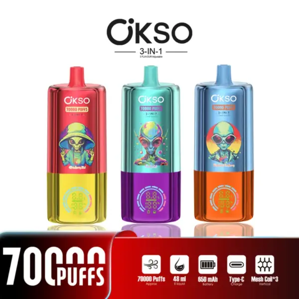 EU Vape OKSO 70000 Puffs 70k 3 in 1 Wegwerp Vape Groothandel Gratis Verzending