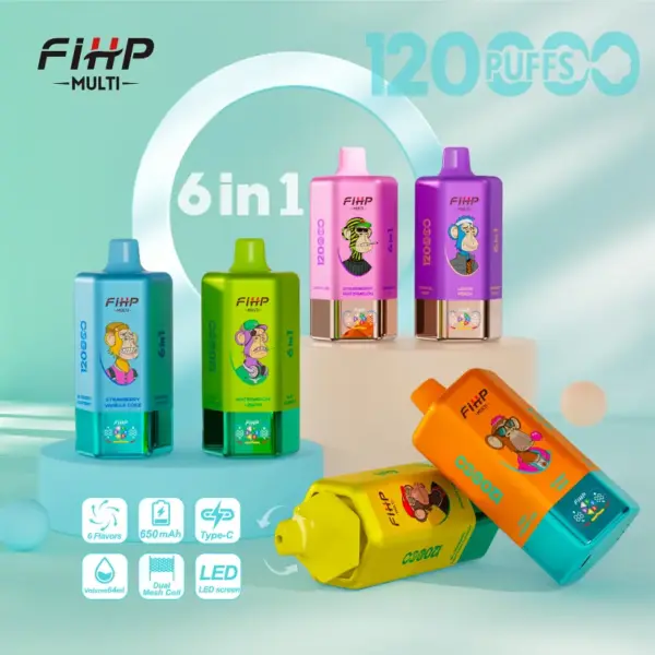 FIHP 120K Puffs 6-in-1 Wegwerp Vape 120000 Groothandel Gratis Verzending
