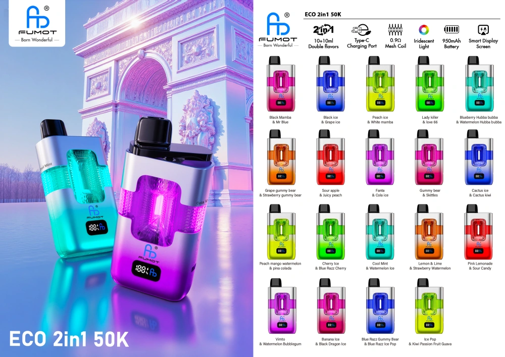 Fumot 50k Puffs 2 in 1 Crystal Wegwerp Vape Randm 50000 Gratis Verzending