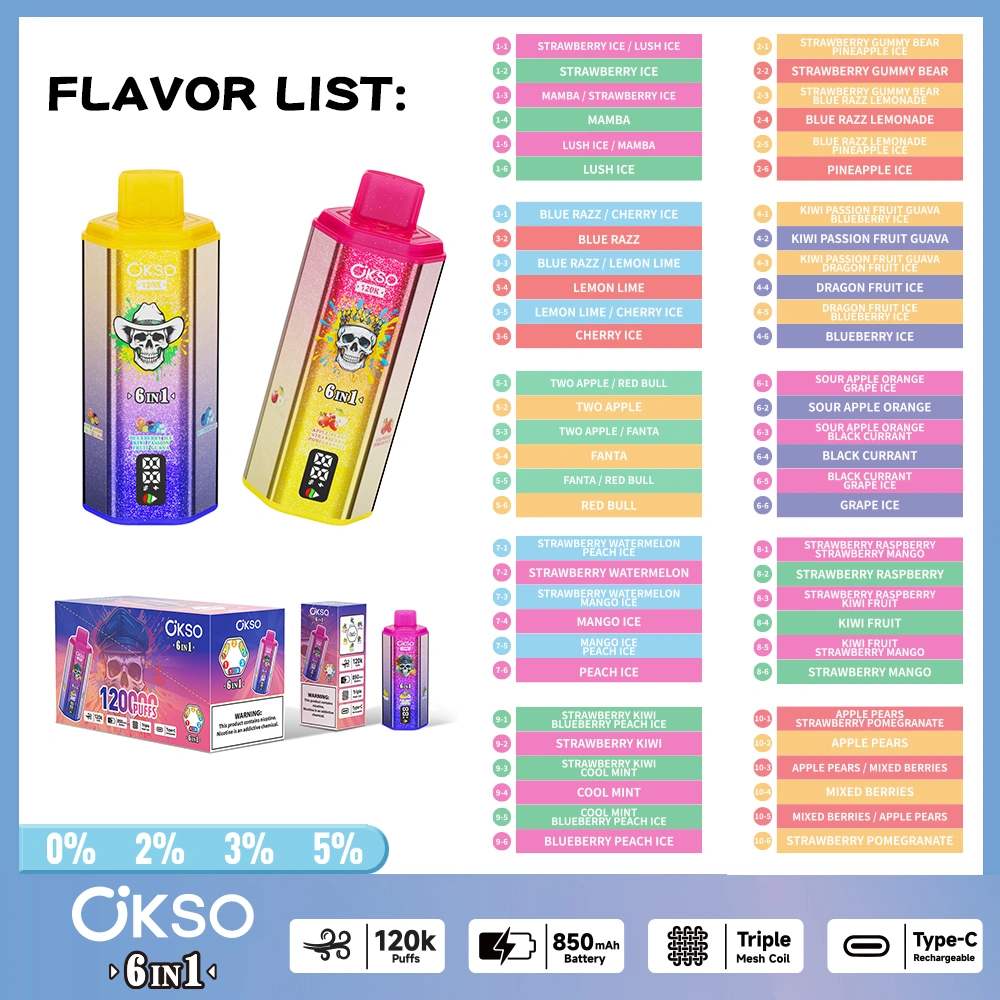 OKSO 120K Puffs 6 In 1 Best Disposable Vape Shop 120000 Gratis Verzending