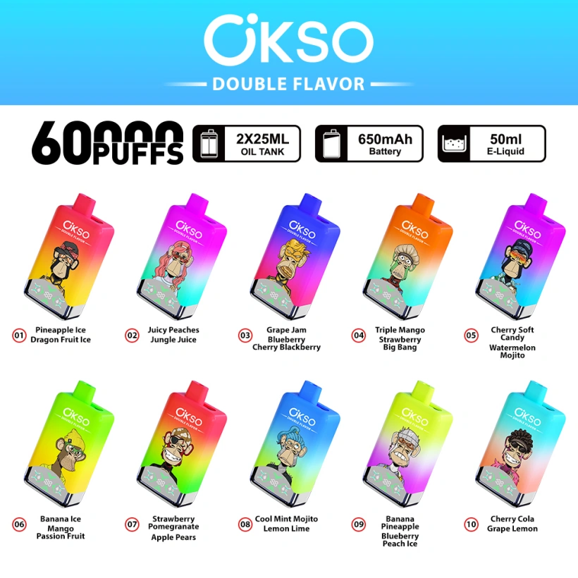 OKSO 60000 Puffs Dubbele Smaak 2 in 1 Wegwerp Vape Gratis Verzending EU Magazijn