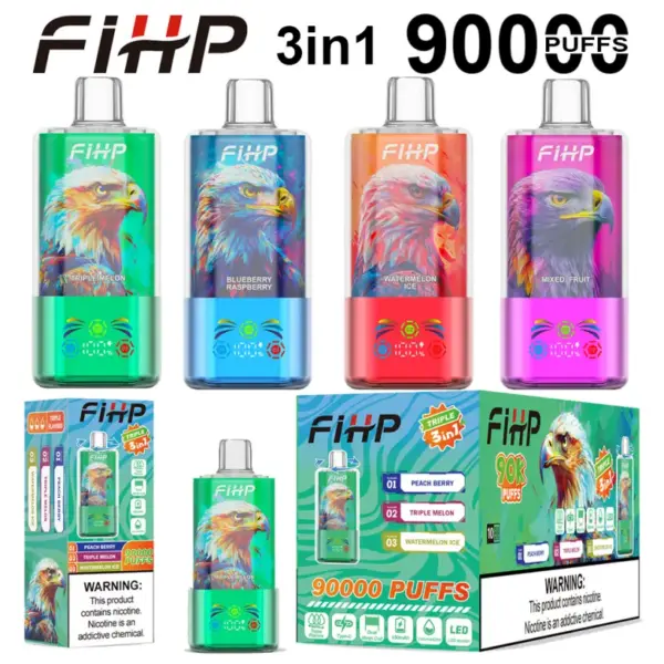 Puff 90k FIHP 90000 Puffs 3 in 1 Kristal Wegwerp Vape Pen Gratis Verzending
