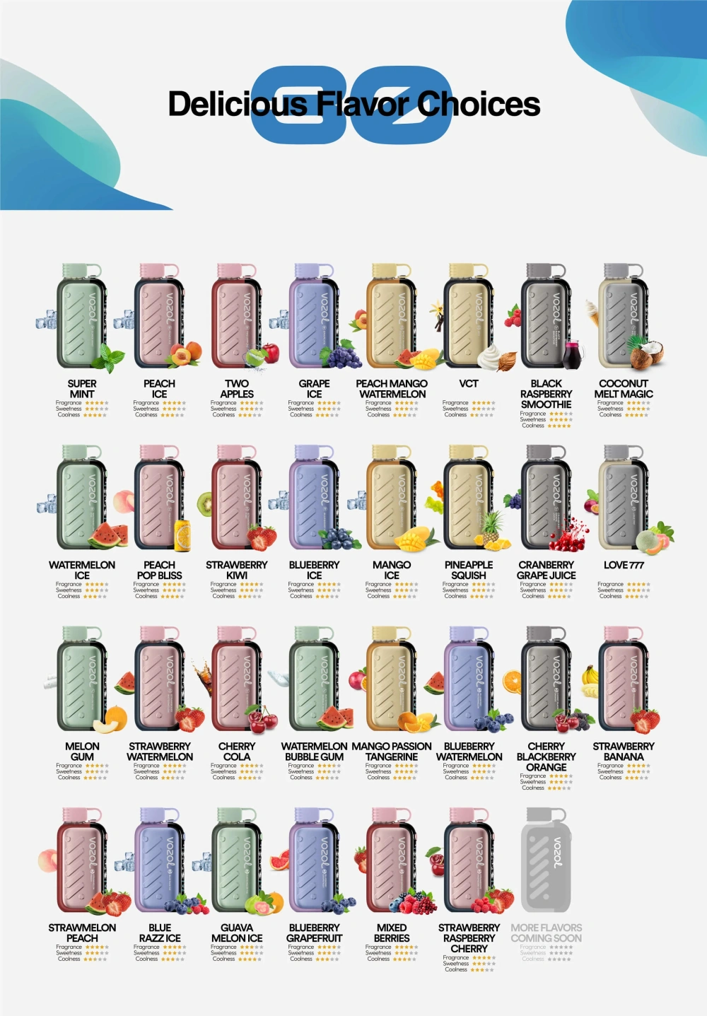 Puff EU Vozol 50k Trekjes 50000 Ice Control Wegwerp Vape Groothandel Gratis Verzending