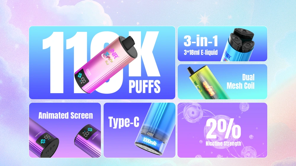 Puff JNR 110K Puffs Triple 3 in 1 Wegwerp Vape 110000 Gratis Verzending