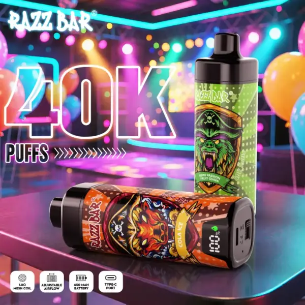 Razz Bar 40k Trekjes Wegwerp Vape Met Slim Scherm Gratis Verzending