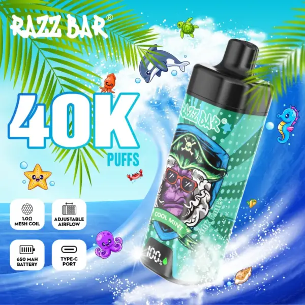 Razz Bar 40k Trekjes Wegwerp Vape Met Slim Scherm Gratis Verzending