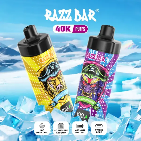 Razz Bar 40k Trekjes Wegwerp Vape Met Slim Scherm Gratis Verzending