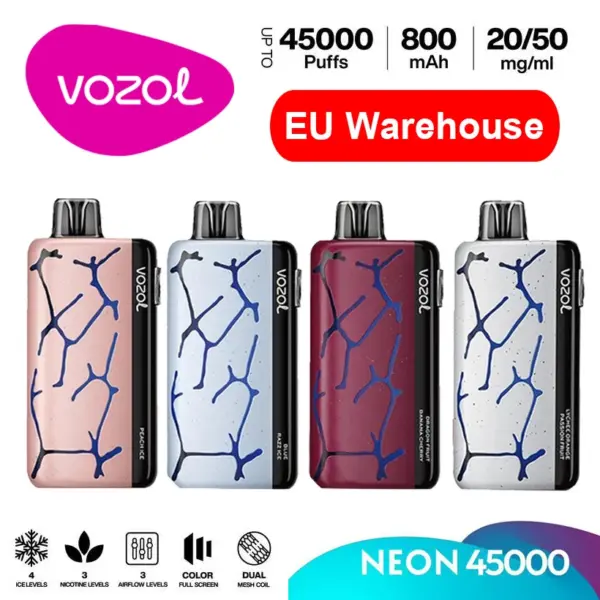 Vozol Neon 45000 Trekjes 45k Ice Control Wegwerp Vape EU Magazijn