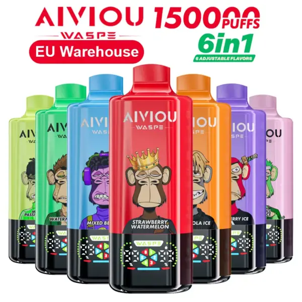 WASPE 150000 Puffs AIVIOU Wegwerp Vape 6-in-1 Groothandel Gratis Verzending EU Magazijn