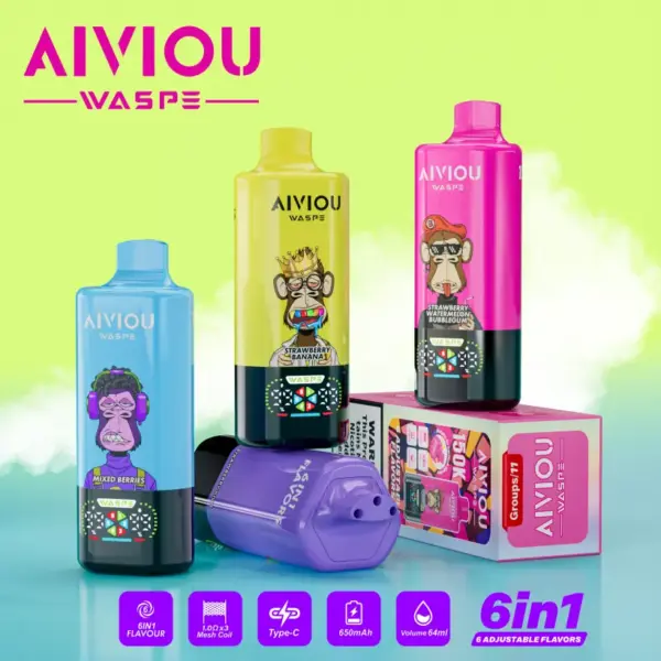 WASPE 150000 Puffs AIVIOU Wegwerp Vape 6-in-1 Groothandel Gratis Verzending EU Magazijn