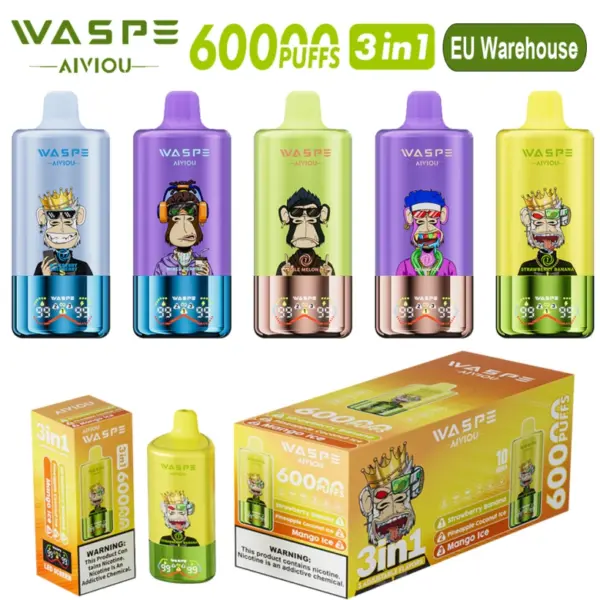 WASPE 60000 Puffs 3 in 1 Wegwerp Vape AIVIOU Gratis Verzending EU Magazijn
