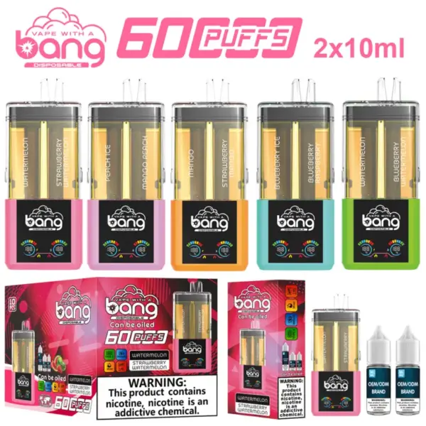 Bang 60000 Puffs 60K 2 In 1 Oplaadbare Crystal Wegwerp Vape 2 X 10 Ml E Liquid