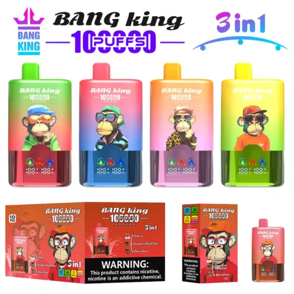 Bang King 100k Trekjes 3 In 1 Slim Scherm Wegwerp Vape Groothandel Gratis Verzending