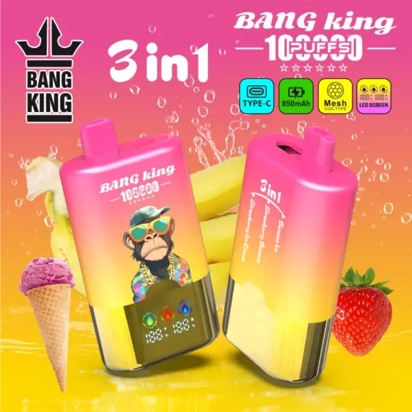 Bang King 100k Trekjes 3 In 1 Slim Scherm Wegwerp Vape Groothandel Gratis Verzending