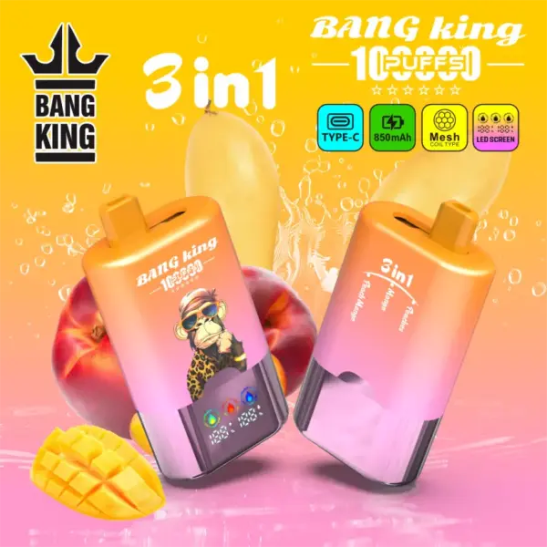 Bang King 100k Trekjes 3 In 1 Slim Scherm Wegwerp Vape Groothandel Gratis Verzending