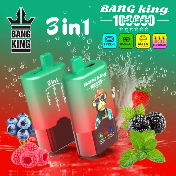 Bang King 100k Trekjes 3 In 1 Slim Scherm Wegwerp Vape Groothandel Gratis Verzending