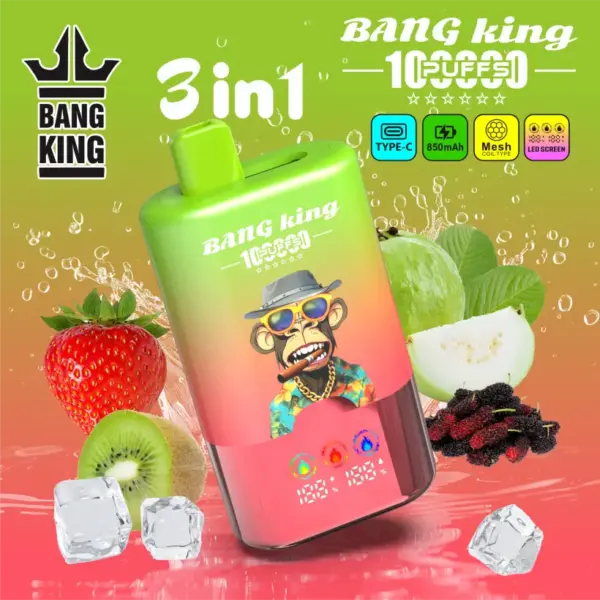 Bang King 100k Trekjes 3 In 1 Slim Scherm Wegwerp Vape Groothandel Gratis Verzending