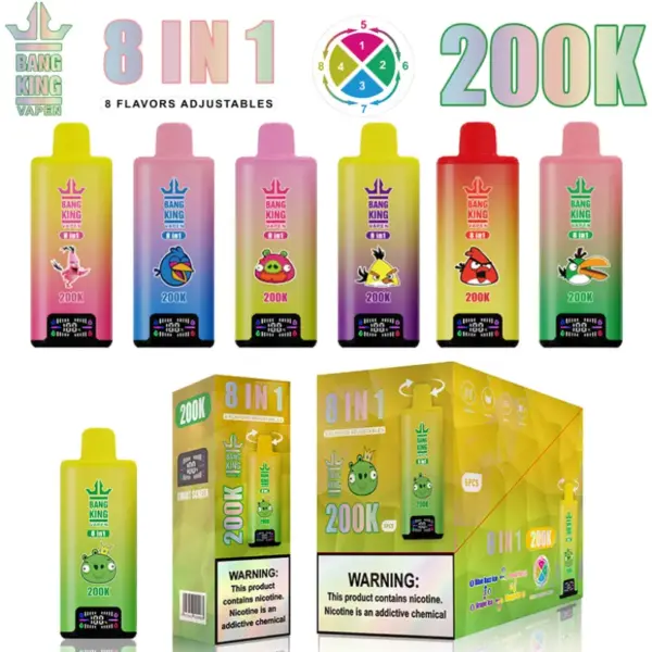 Bang King 200k Puffs 8 in 1 Beste Wegwerp Vape Winkel Gratis Verzending China Magazijn