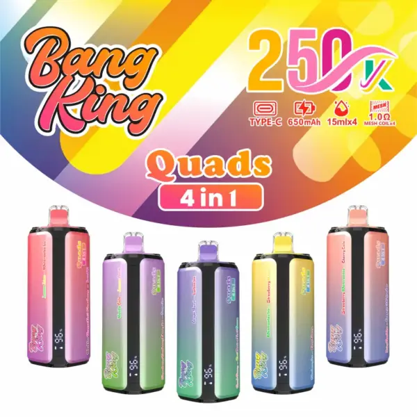 Bang King 250k Puffs 4 in 1 Quads Wegwerp Vape 250000 Gratis Verzending China Magazijn