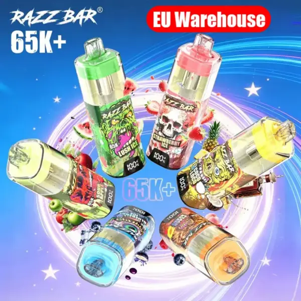 EU Magazijn Razz Bar 65k+ Puffs Kristal Wegwerp Vape 65000 Groothandel Gratis Verzending