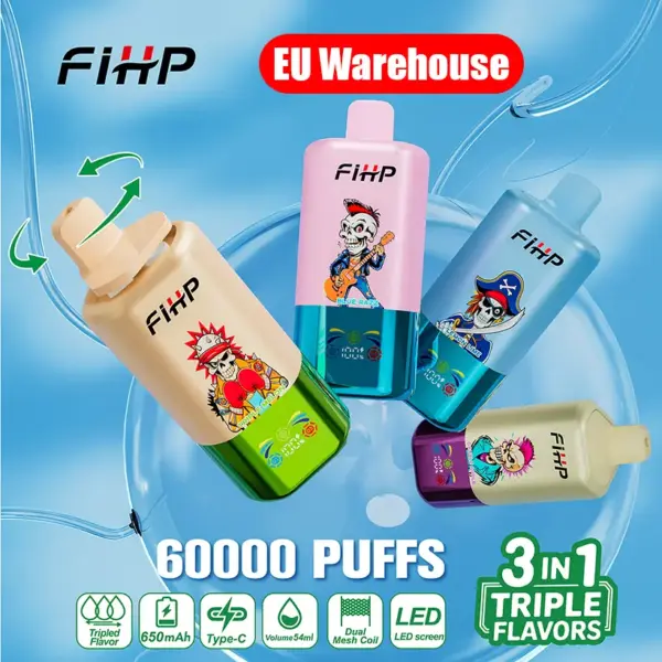 FIHP 60k Puffs 3 in 1 Wegwerp Vape Drie Smaken 60000 EU Magazijn