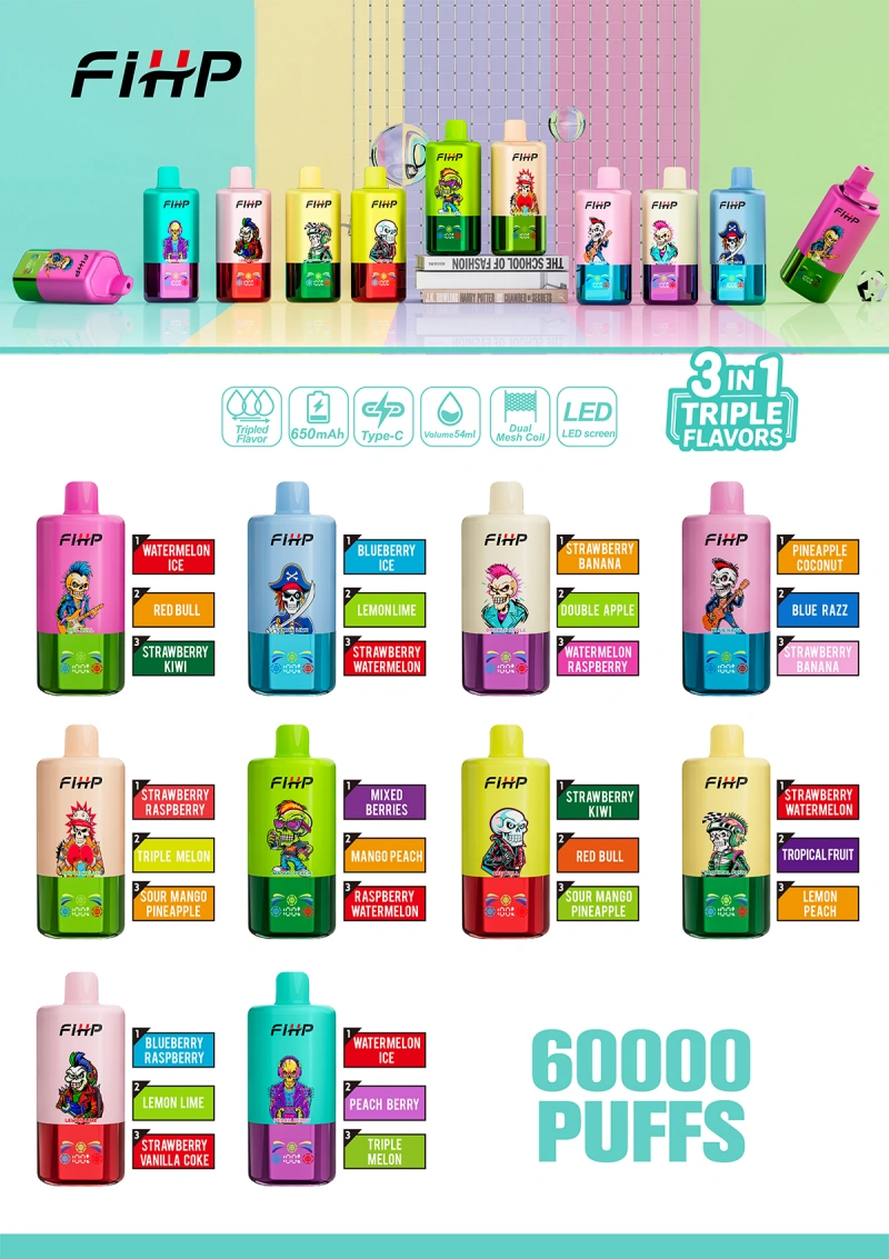 FIHP 60k Puffs 3 in 1 Wegwerp Vape Drie Smaken 60000 EU Magazijn
