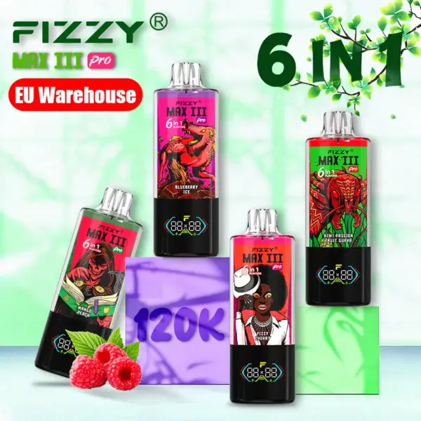 Fizzy 120k Puffs 6-in-1 Max III Pro Beste Wegwerp Vape 120000 Gratis Verzending EU Magazijn